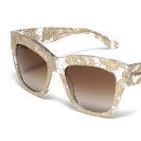 GLAM!! NEW! Dolce and Gabbana Gold Lace Sunglasses - Picture 1 of 10
